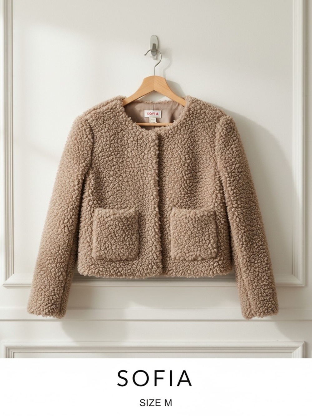 Sofia by Sofia Vergara Women's Faux Fur Cropped Jacket, Small, New with Tags!